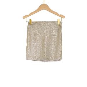 BGBGeneration - Sparkly High Waist Bodycon Mini Skirt in Shimmer Gold / Size XXS